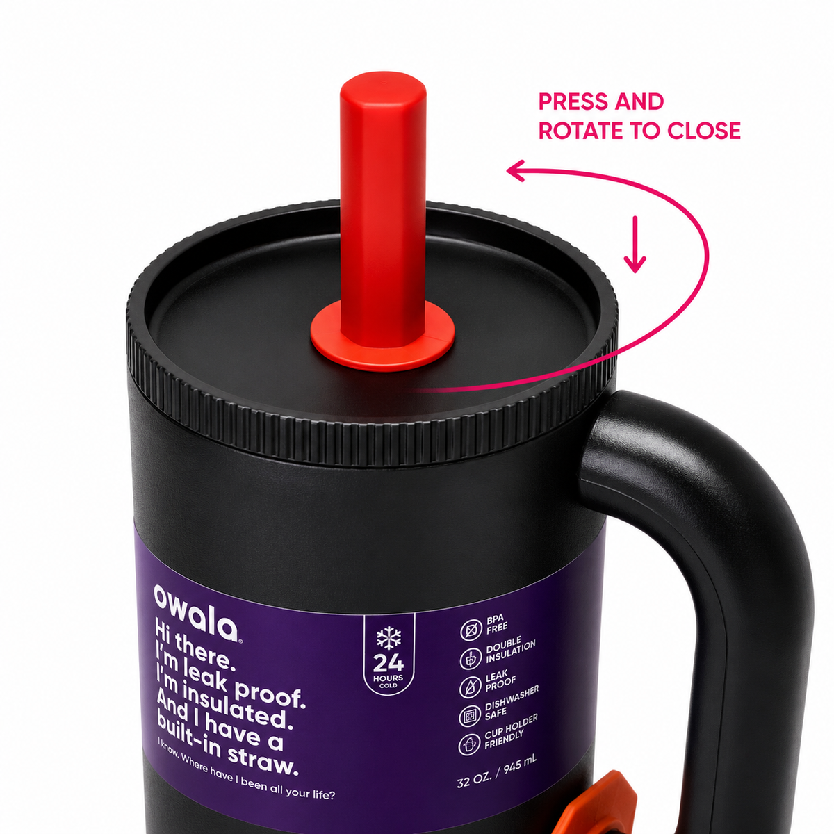 Owala Style 1250ml Insulated Tumbler with Built-In Straw & Handle