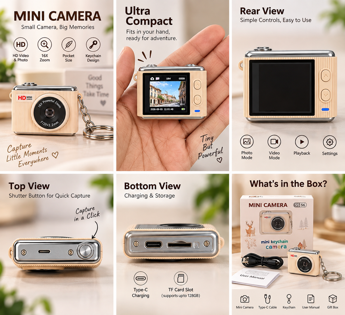 Mini Keychain Camera – HD Digital Camera with 16X Zoom