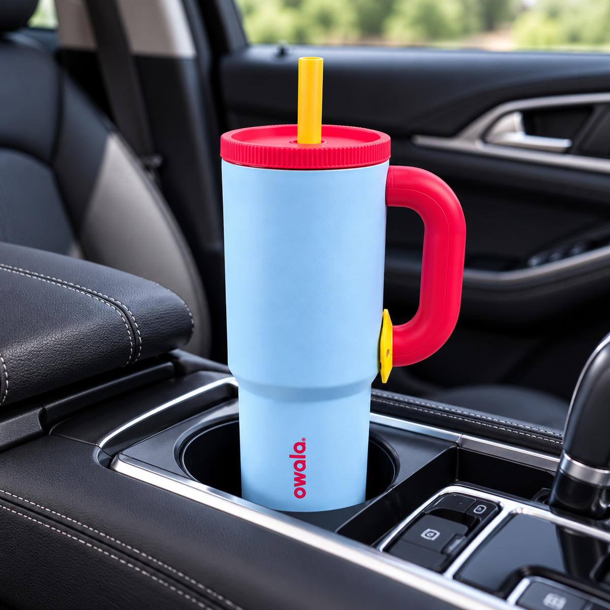 Owala Style 1250ml Insulated Tumbler with Built-In Straw & Handle Pink Sky blue