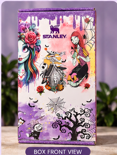 Nightmare Halloween 40 OZ Insulated Quencher Tumbler – Purple & White Edition