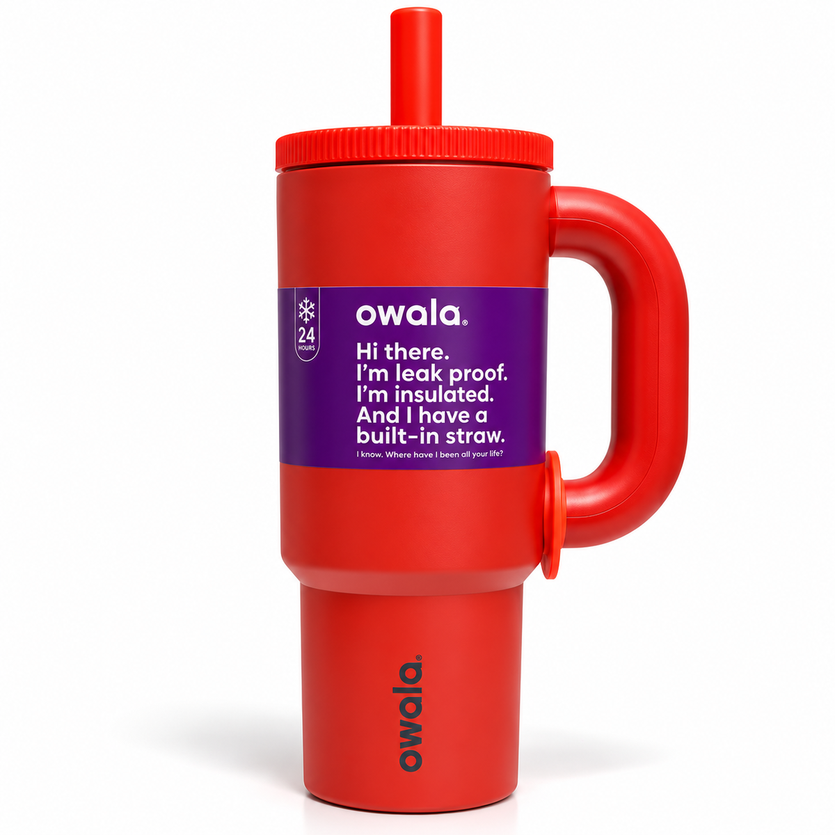 Owala Style 1250ml Insulated Tumbler with Built-In Straw & Handle Cherry Red