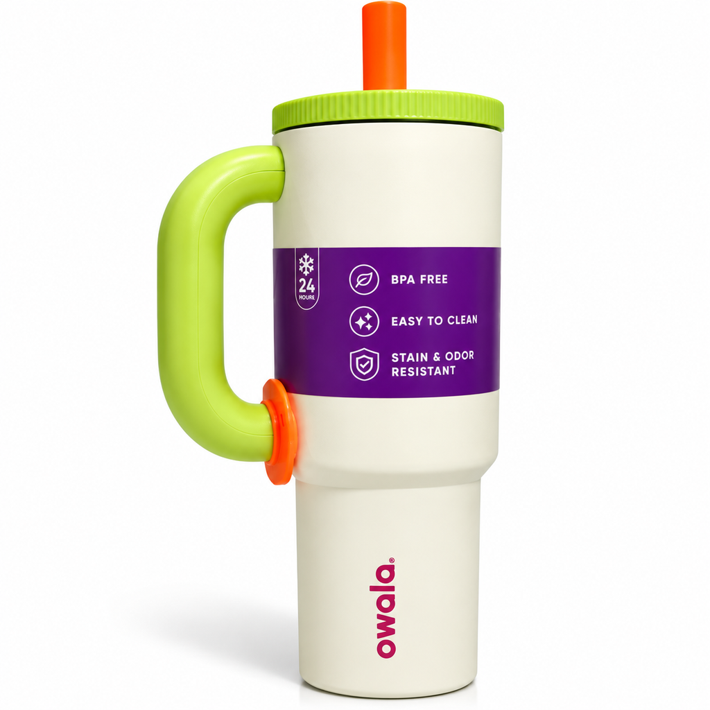 Owala Style 1250ml Insulated Tumbler with Built-In Straw & Handle Cream
