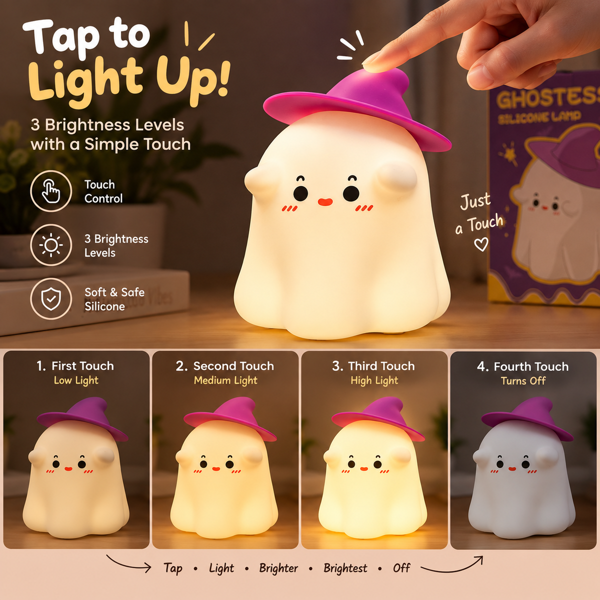 👻 GHOSTESS Silicone Touch Lamp