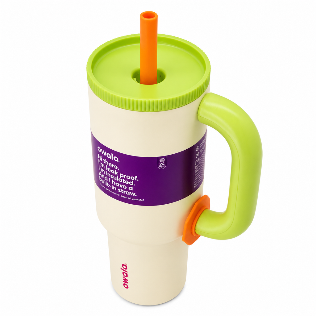 Owala Style 1250ml Insulated Tumbler with Built-In Straw & Handle Cream