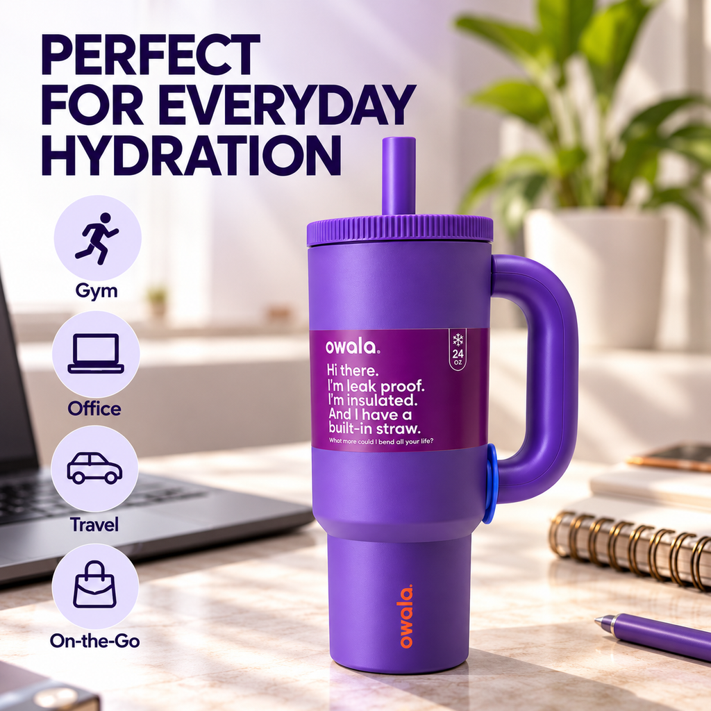 Owala Style 1250ml nsulated Tumbler with Built-In Straw & Handle Purple