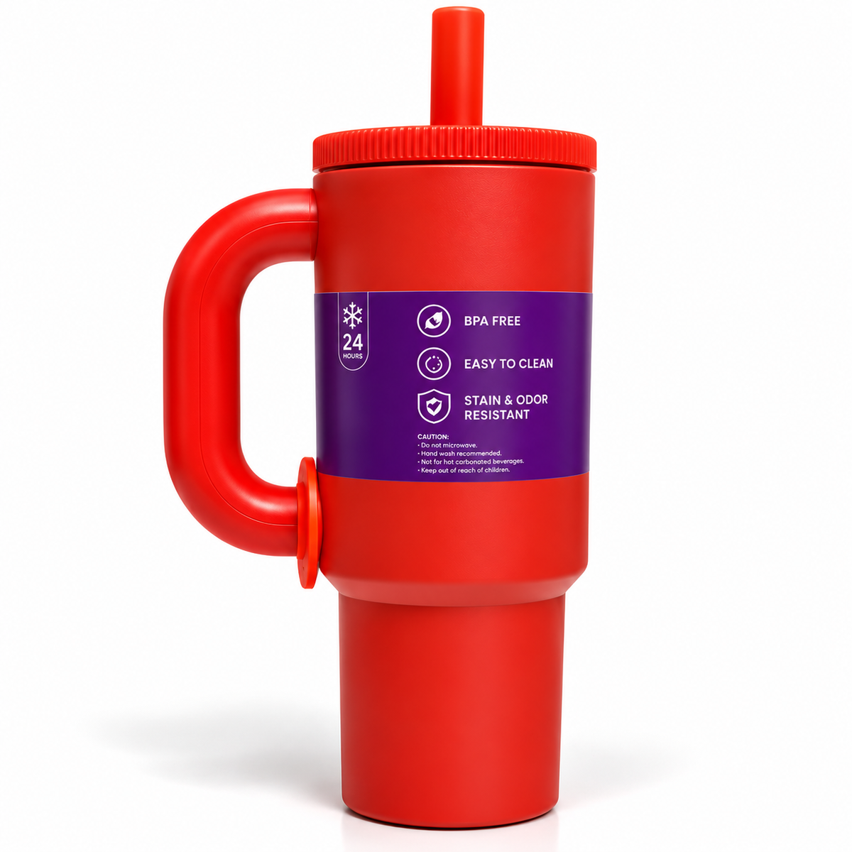 Owala Style 1250ml Insulated Tumbler with Built-In Straw & Handle Cherry Red