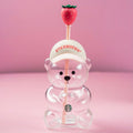 Pink Bear Glass Tumbler with Strawberry Topper – 20oz