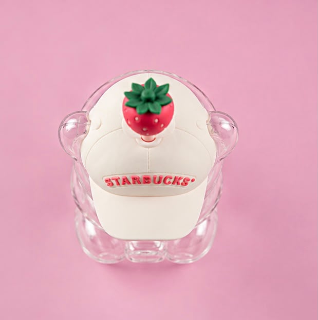 Pink Bear Glass Tumbler with Strawberry Topper – 20oz